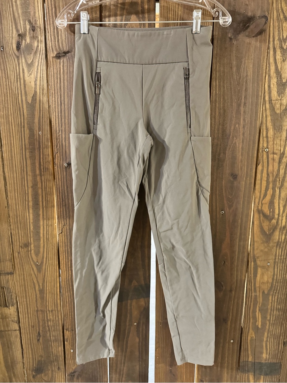 Athleta Women’s Gray Activewear Pants Stretch Pull-On Ankle Skinny Zip Pocket 2